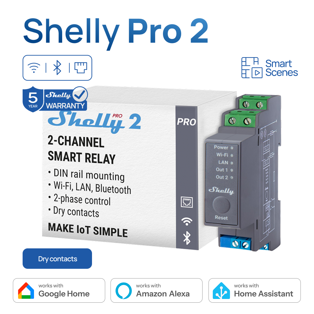 Shelly Pro 2 WiFi 2Channel Sma - Shelly Relay Module incelemesi ve fiyatı