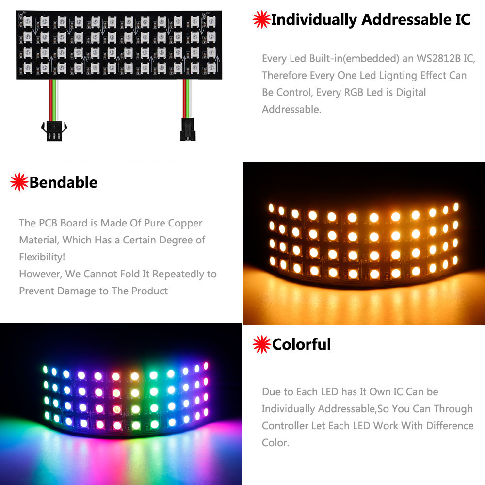 DC5V WS2812B RGB LED Panel Scr - Rgb Led Matrix 8X8 incelemesi ve fiyatı